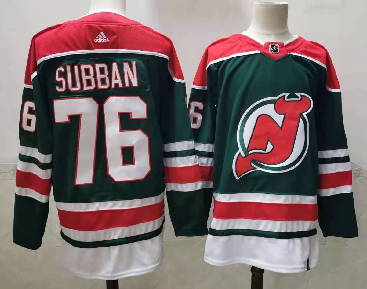 Men New Jersey Devils #76 Subban Green Throwback Stitched 2021 Adidias NHL Jersey